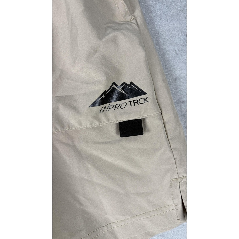 UNPRO Shorts Mens Medium Khaki Hiking Elastic Waist Drawstring Pockets Trail‎ - Picture 2 of 9